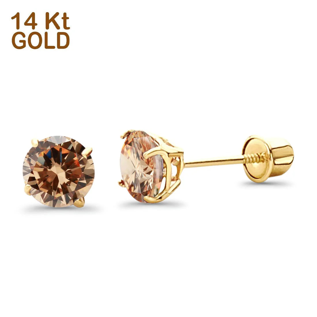 14K Yellow Gold 5mm Round  Champagne  14KGOLD-BAE521-JUN