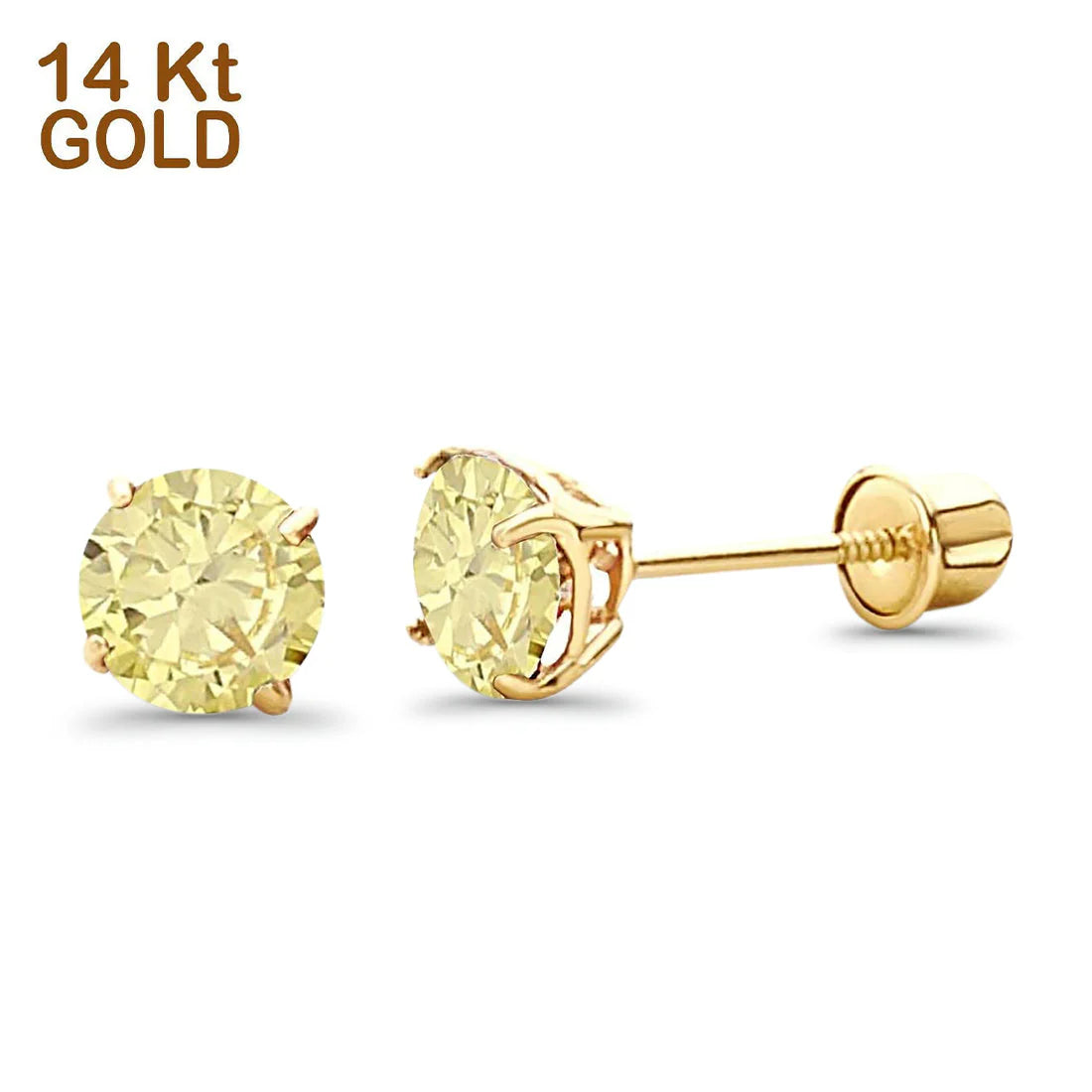 14K Yellow Gold 5mm Round Yellow CZ 14KGOLD-BAE521-NOV