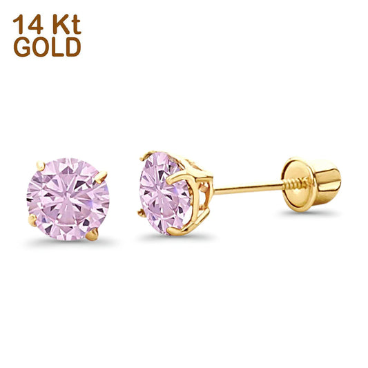 14K Yellow Gold 5mm Round Light Pink  14KGOLD-BAE521-OCT