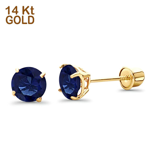 14K Yellow Gold 5mm Round Blue Sapphire  14KGOLD-BAE521-SEP