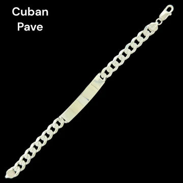 Sterling Silver Cuban Pave ID Bracelet