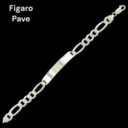 Sterling Silver Figaro Pave ID Bracelet