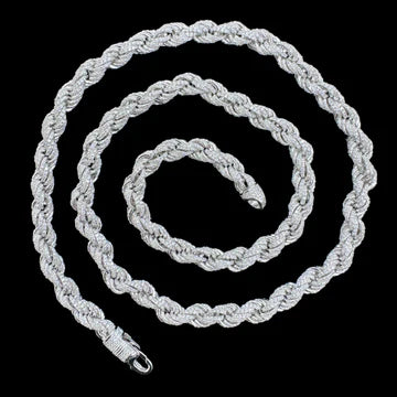 Sterling Silver Rope with CZ Necklace 12mm