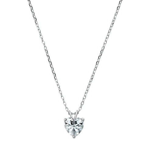 Silver CZ Necklace - Heart Solitaire NC710988-CR