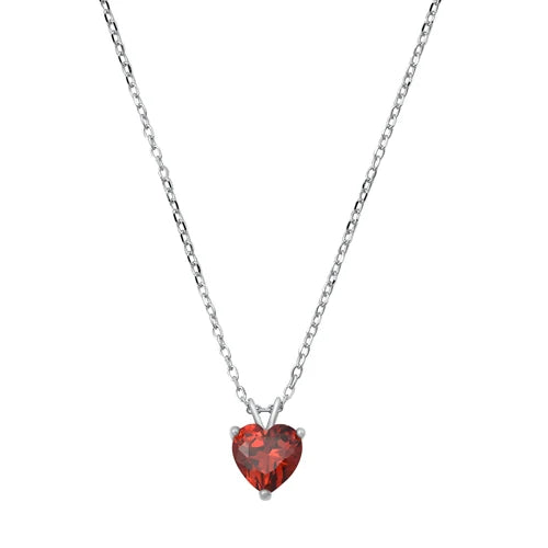 Silver CZ Necklace - Heart Solitaire  NC710988-GN