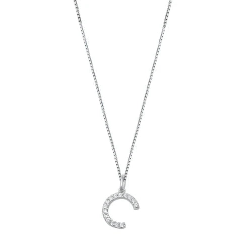 Silver CZ Initial Necklace - C NC711006-C