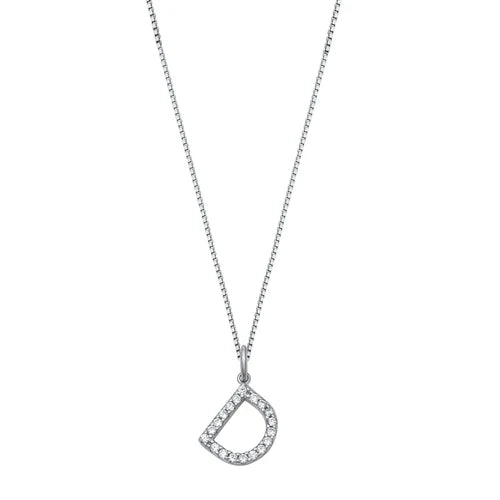 Silver CZ Initial Necklace - D NC711006-D