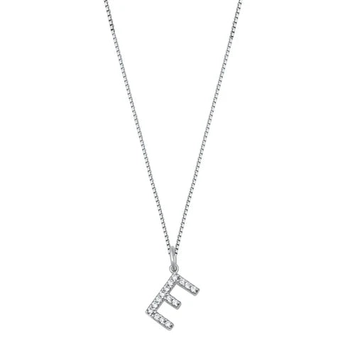 Silver CZ Initial Necklace - E NC711006-E