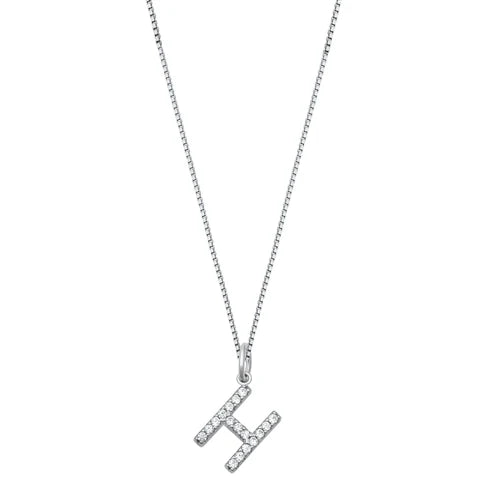 Silver CZ Initial Necklace - H NC711006-H