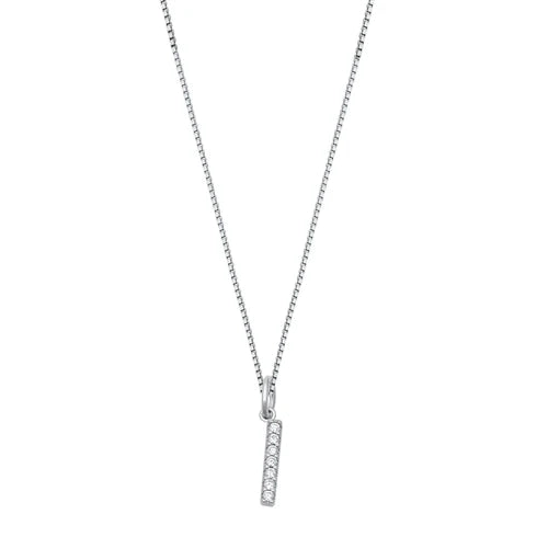 Silver CZ Initial Necklace - I  NC711006-I