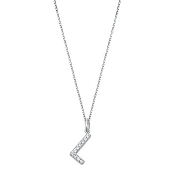 Silver CZ Initial Necklace - L NC711006-L