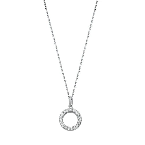 Silver CZ Initial Necklace - O NC711006-O