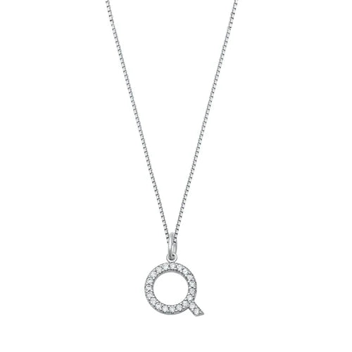 Silver CZ Initial Necklace - Q NC711006-Q