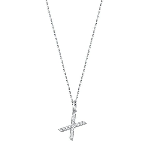 Silver CZ Initial Necklace - X NC711006-X