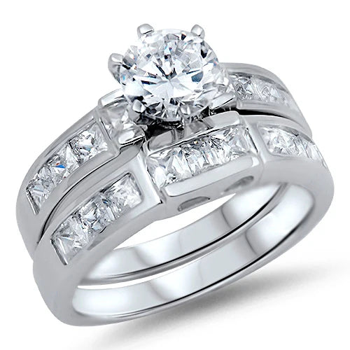 Classic Sterling Silver CZ Engagement Ring RC103279