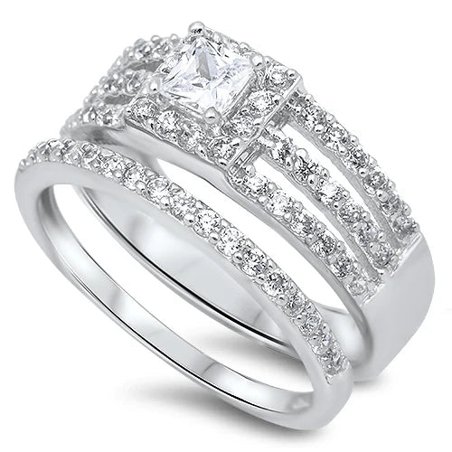 Sleek Sterling Silver Clear CZ Ring RC104939