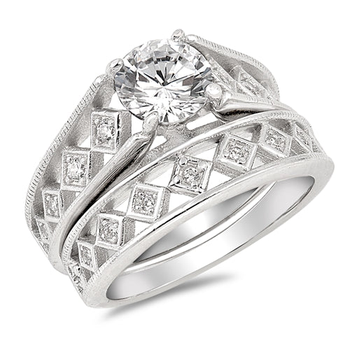 "Modern Silver CZ Ring RC106428