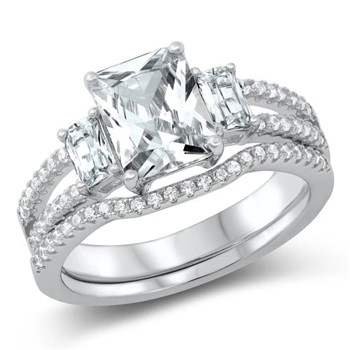 Silver CZ Ring - Wedding Set RC106838