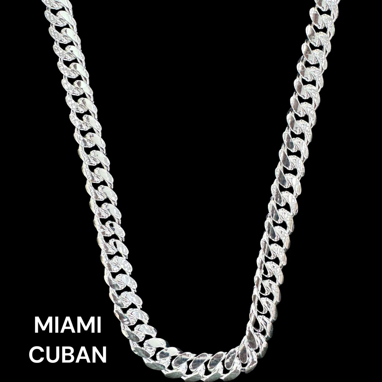 Sterling Silver Miami Cuban Necklace (Semi Solid) 7mm