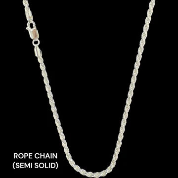 Sterling Silver Rope Necklace (Semi-Solid) 6mm