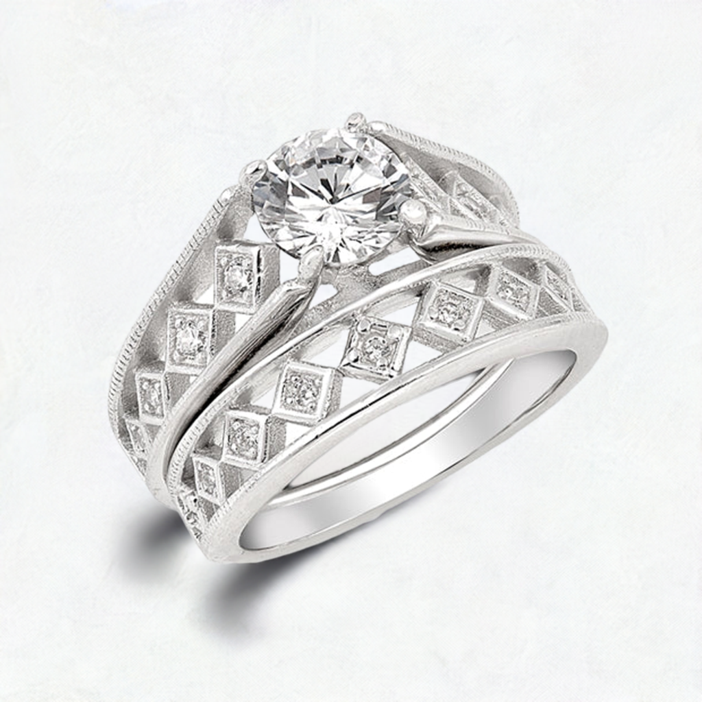 "Modern Silver CZ Ring RC106428