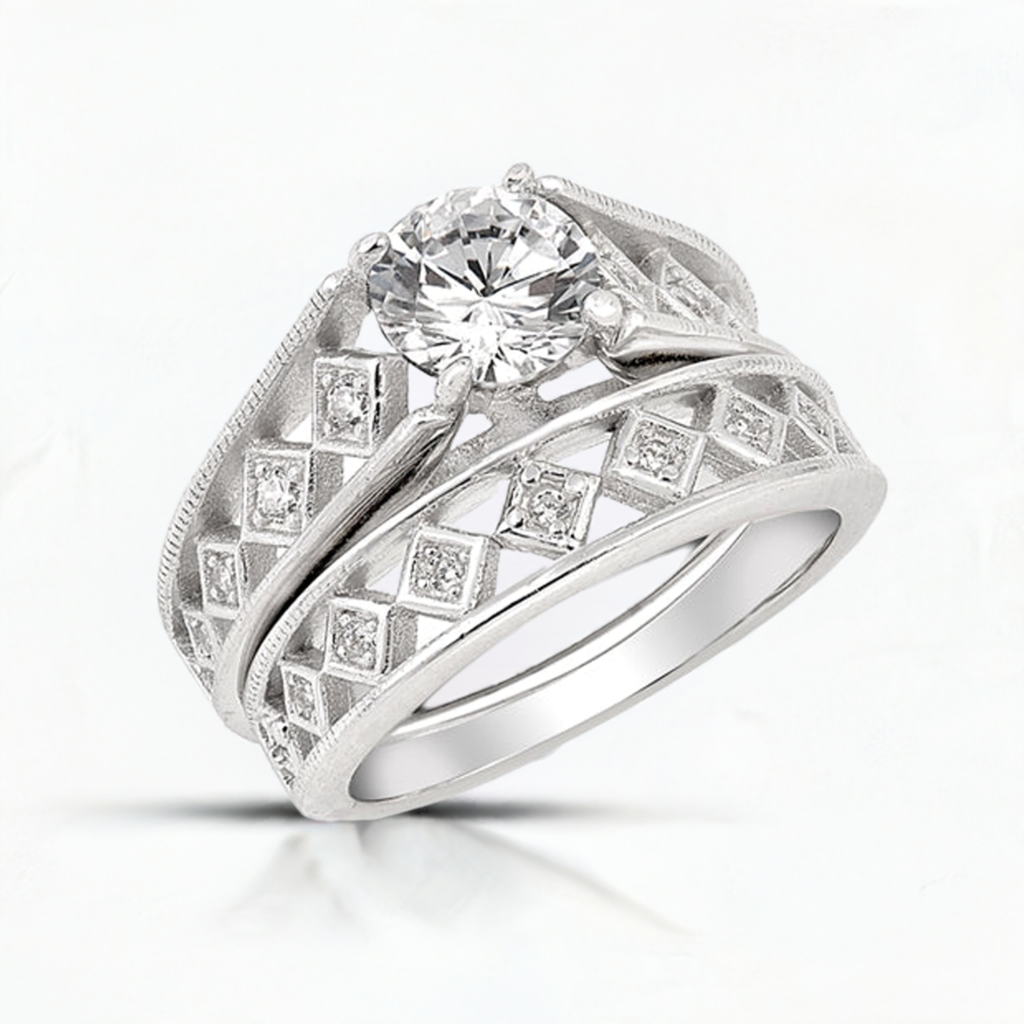 "Modern Silver CZ Ring RC106428