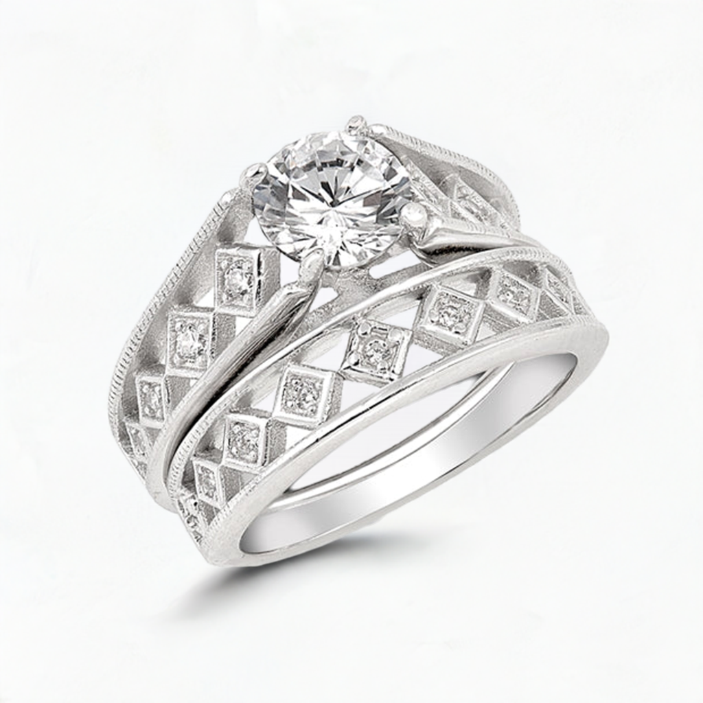 "Modern Silver CZ Ring RC106428