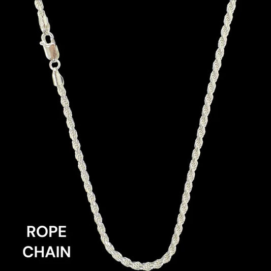 Sterling Silver Rope Necklace (Solid) 5mm